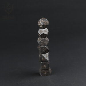 forged steel dnd dice set stacked up