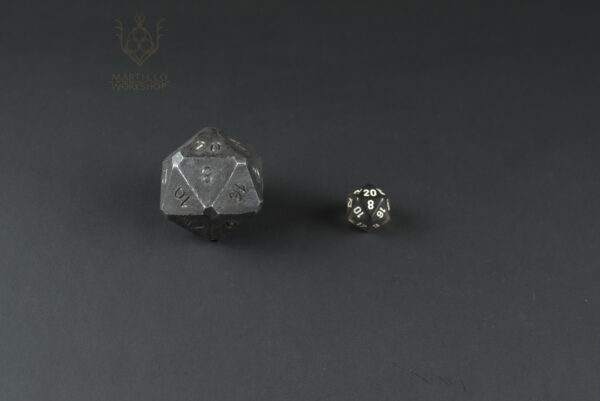 large steel d20 for dnd size comparison